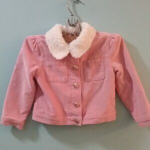 Oshkosh B'gosh Toddler Girl's 2T Pink Corduroy Jacket With Furry Collar